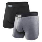 Saxx Vibe Super Soft 2-Pack Boxer Briefs, Black/Grey