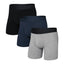 Saxx DropTemp Cooling Cotton 3-Pack Boxer Briefs, Dark Grey Heather/Dark Ink/Black