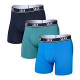 Saxx Essential Performance 3-Pack Mesh Boxer Briefs, Blue/Teal/Maritime