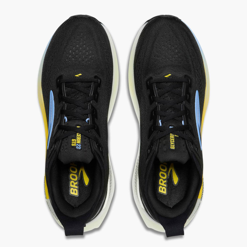 Brooks Glycerin GTS 23 Men's Running Shoes, Black/Cyber Yellow/Nightlife