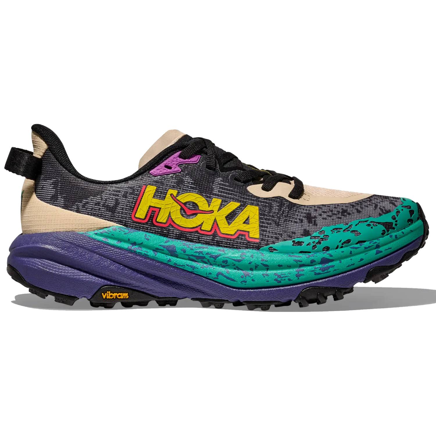 Hoka Speedgoat 6 Men's Trail Running Shoes,  Oatmeal/Mountain Iris