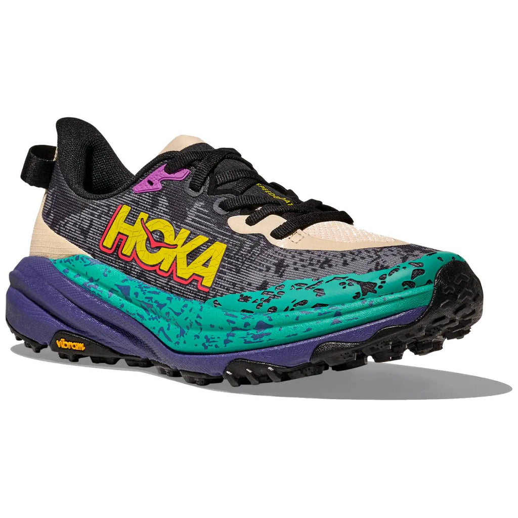 Hoka Speedgoat 6 Men's Trail Running Shoes,  Oatmeal/Mountain Iris