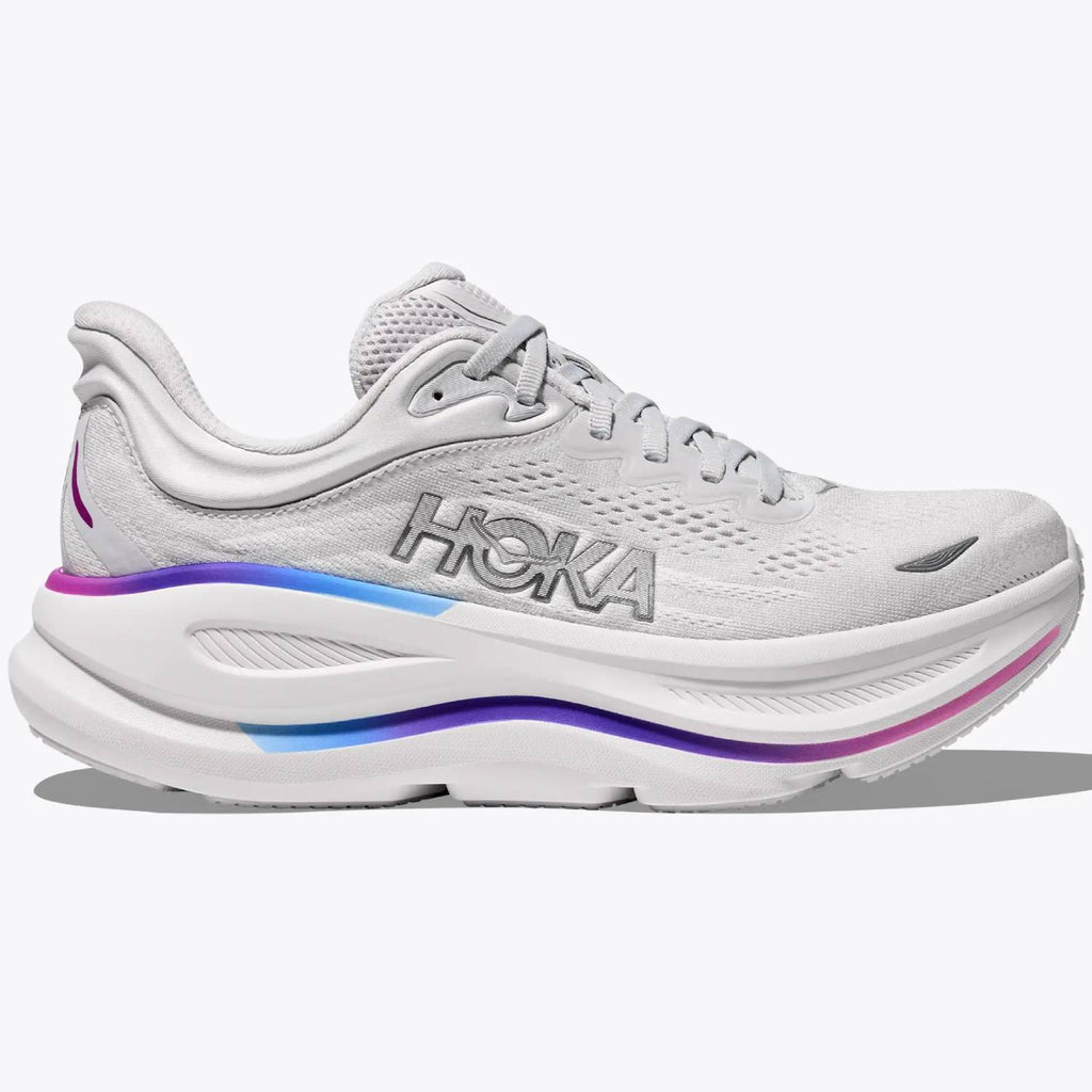 Hoka Bondi 9 Women's Running Shoes, Cosmic Grey/White