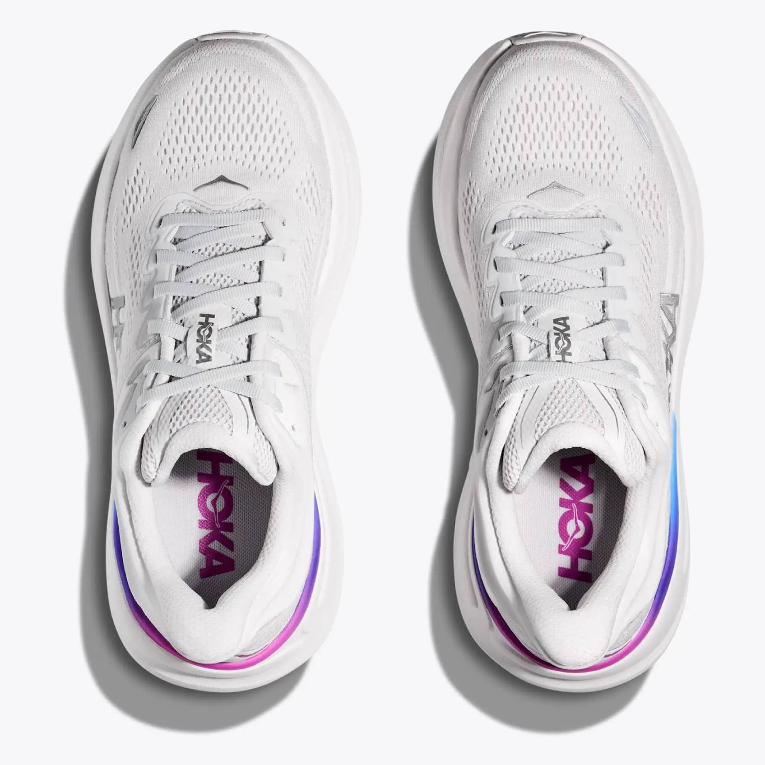 Hoka Bondi 9 Women's Running Shoes, Cosmic Grey/White