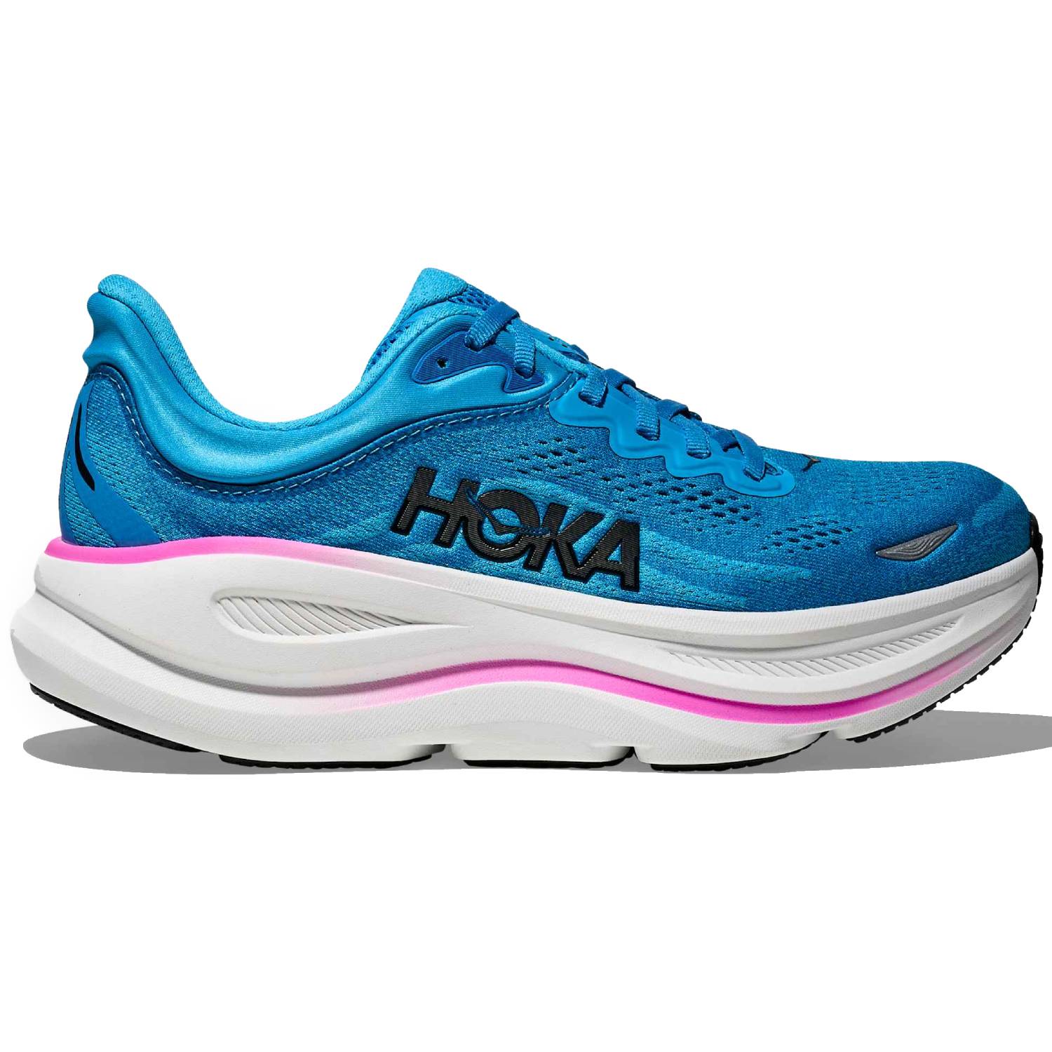 Hoka Bondi 9 Women's Running Shoes, Skyward Blue/Neon Fuchsia Main image