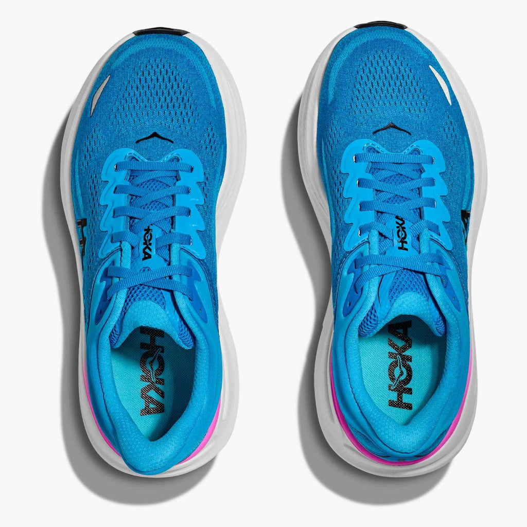 Hoka Bondi 9 Women's Running Shoes, Skyward Blue/Neon Fuchsia