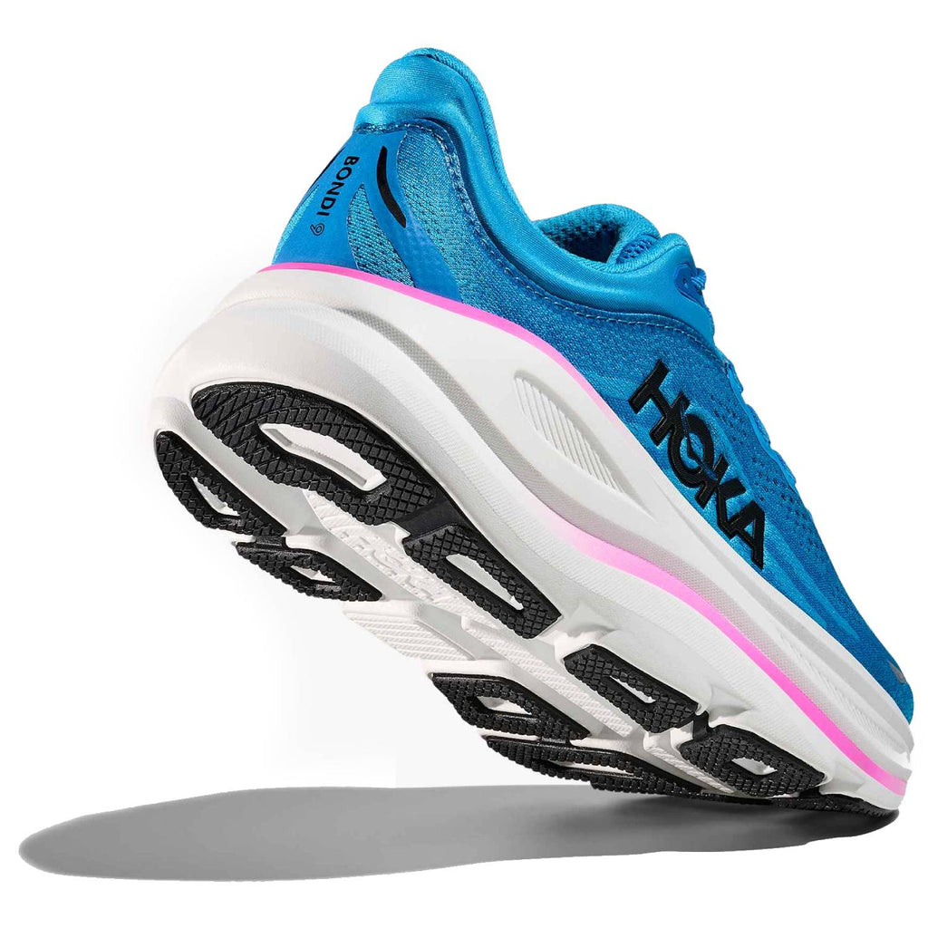 Hoka Bondi 9 Women's Running Shoes, Skyward Blue/Neon Fuchsia