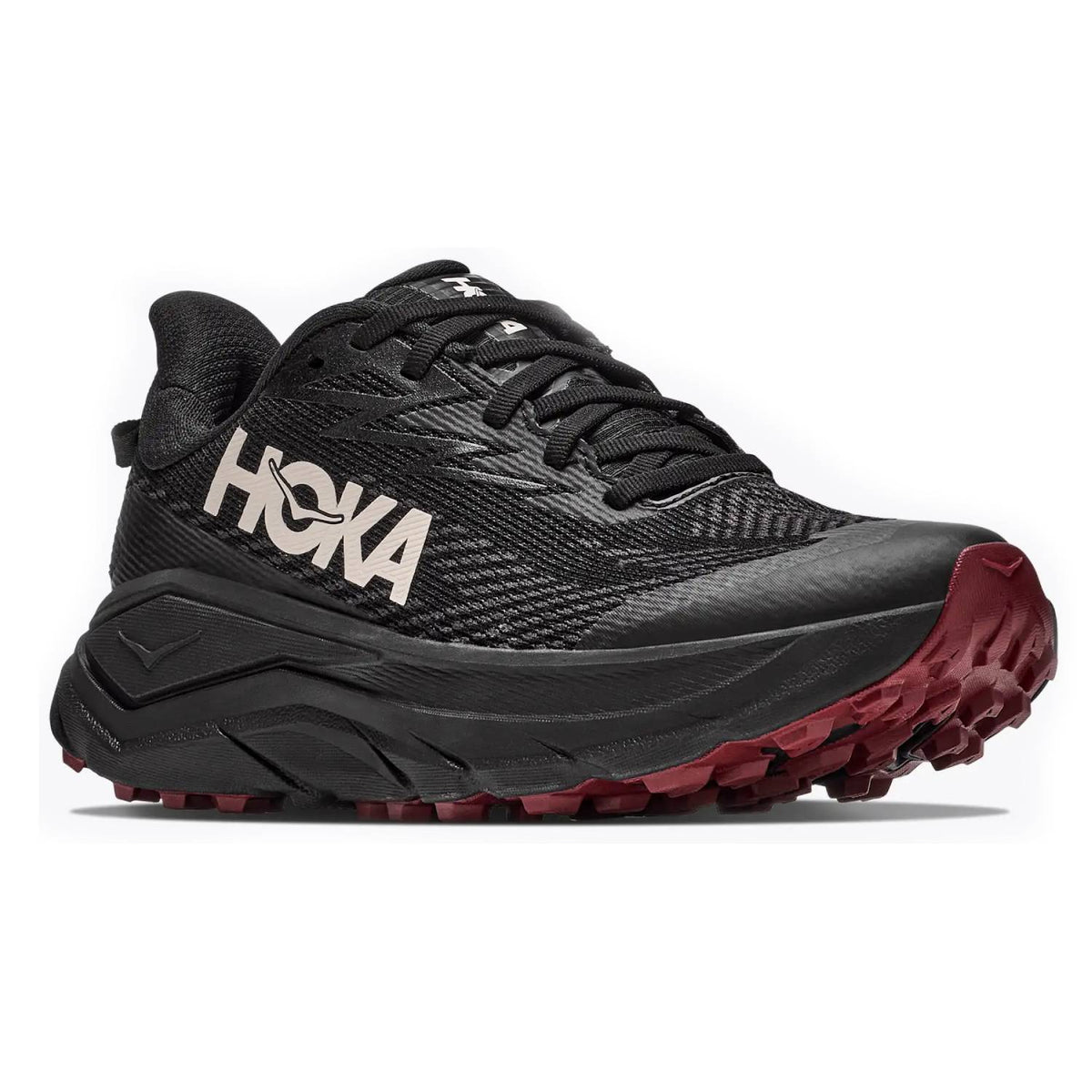 Hoka Challenger 8 GTX Women's Trail Running Shoes, Black/Varsity Burgundy