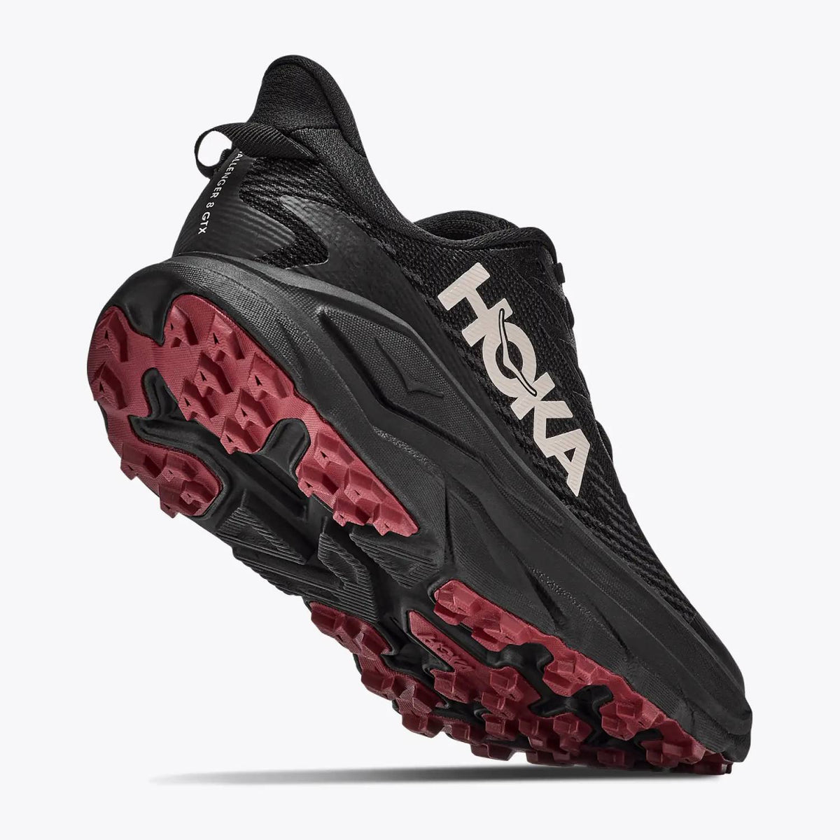 Hoka Challenger 8 GTX Women's Trail Running Shoes, Black/Varsity Burgundy