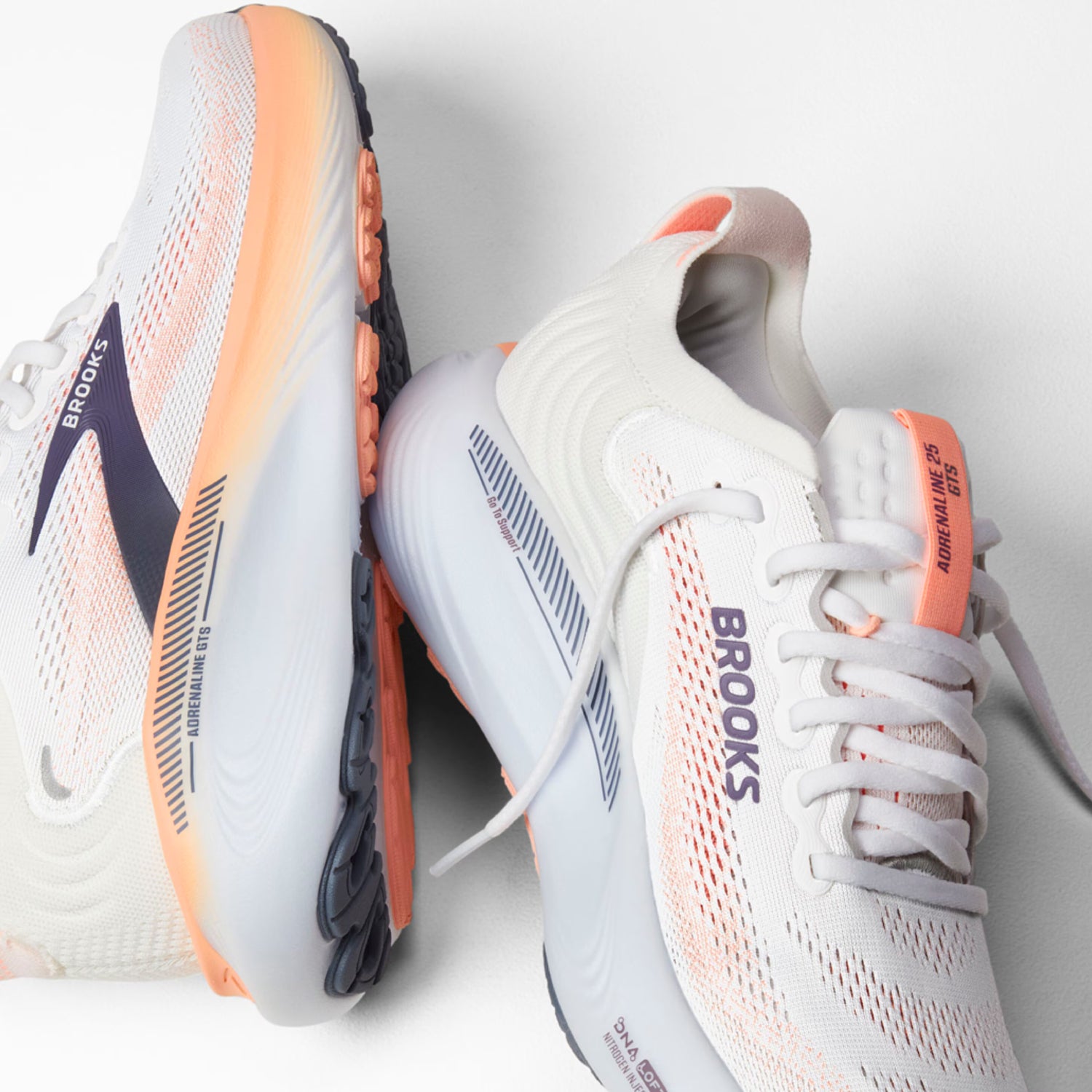 Brooks Adrenaline GTS 25 Women's Running Shoes, Oyster Mushroom/Peach/Grape