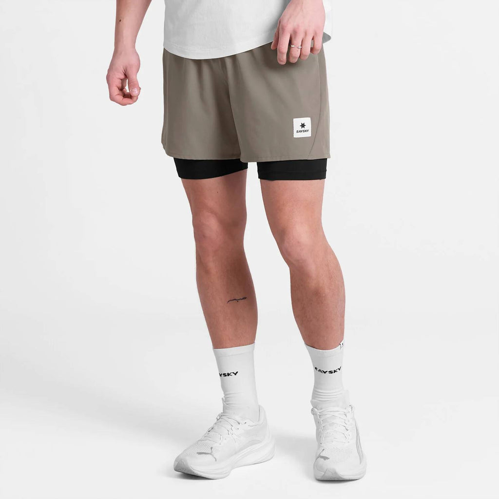 Saysky Pace 2in1 Shorts 5", Taupe