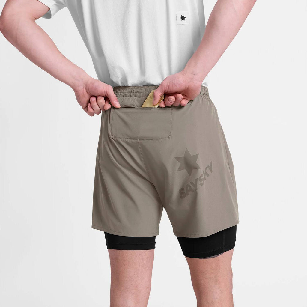 Saysky Pace 2in1 Shorts 5", Taupe