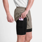 Saysky Pace 2in1 Shorts 5", Taupe
