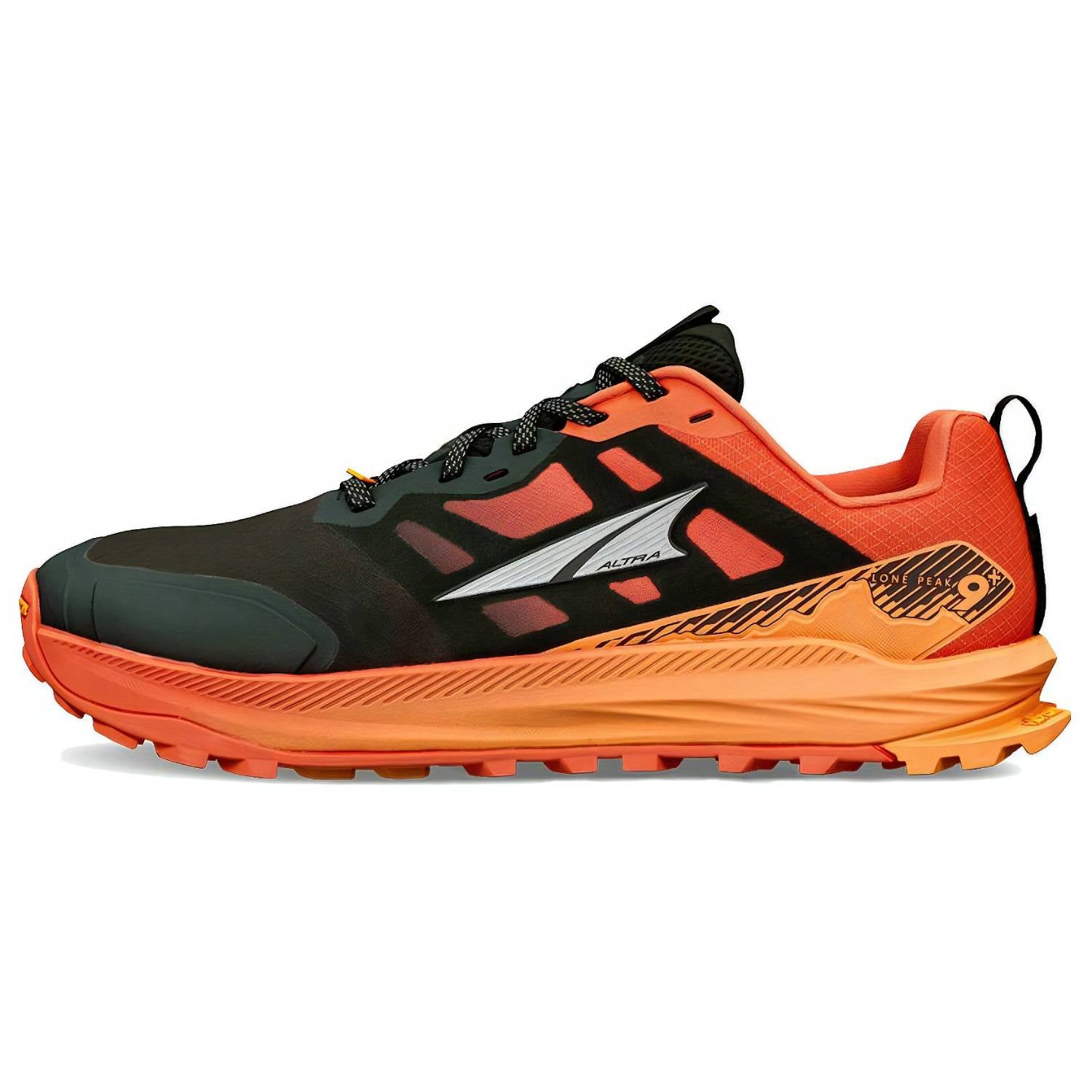 Altra Lone Peak 9+ Men's Trail Running Shoes, Black/Orange Main image