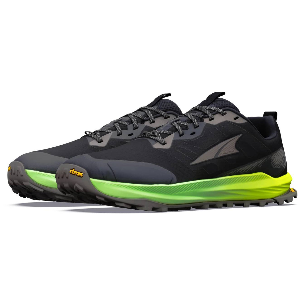 Altra Lone Peak 9+ Men's Trail Running Shoes, Black/Dark Gull Grey/Green Gecko