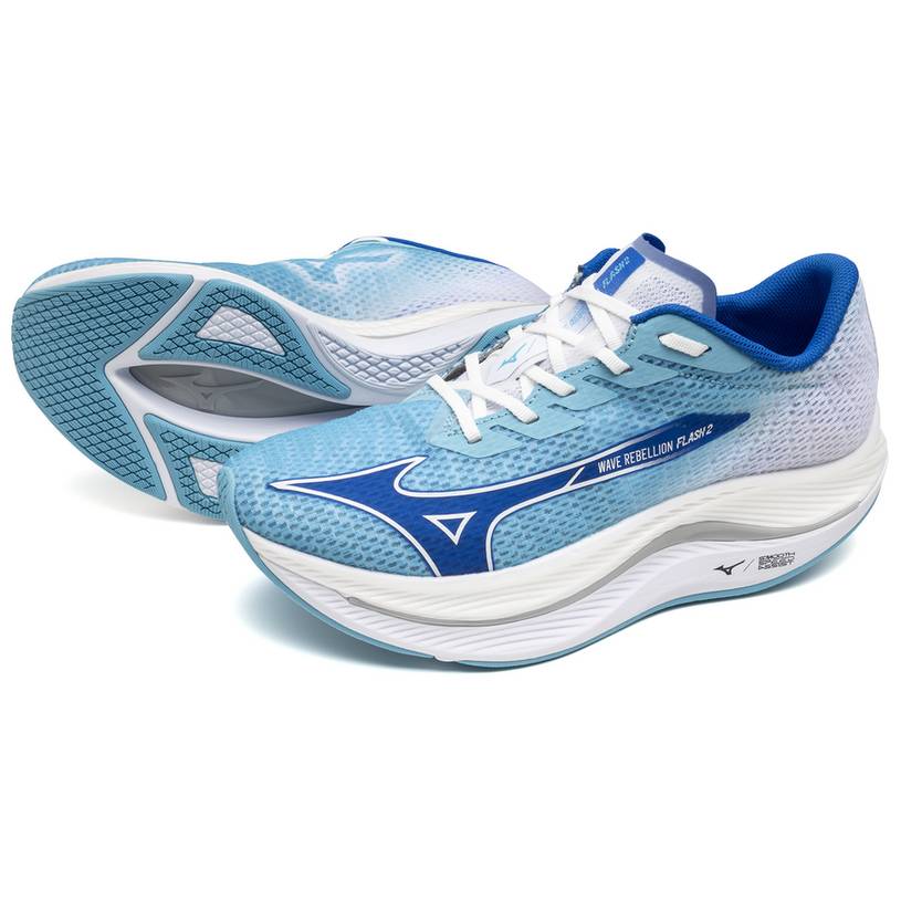 Mizuno WaveRebellion Flash 2 Men's Running Shoes, River Blue/Mugen Blue/White