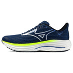 Mizuno Wave Rider 29 Men's Running Shoes, Estate Blue/White/Lightning Yellow