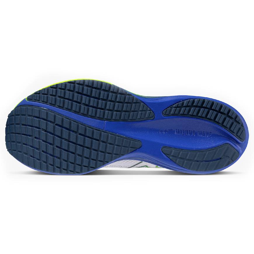Mizuno Wave Rider 29 Men's Running Shoes, White/Estate Blue/Lightning Yellow