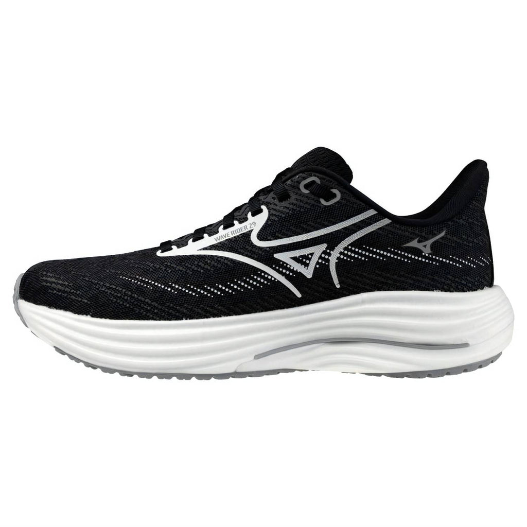 Mizuno Wave Rider 29 Women's Running Shoes, Black Sand/White/Black
