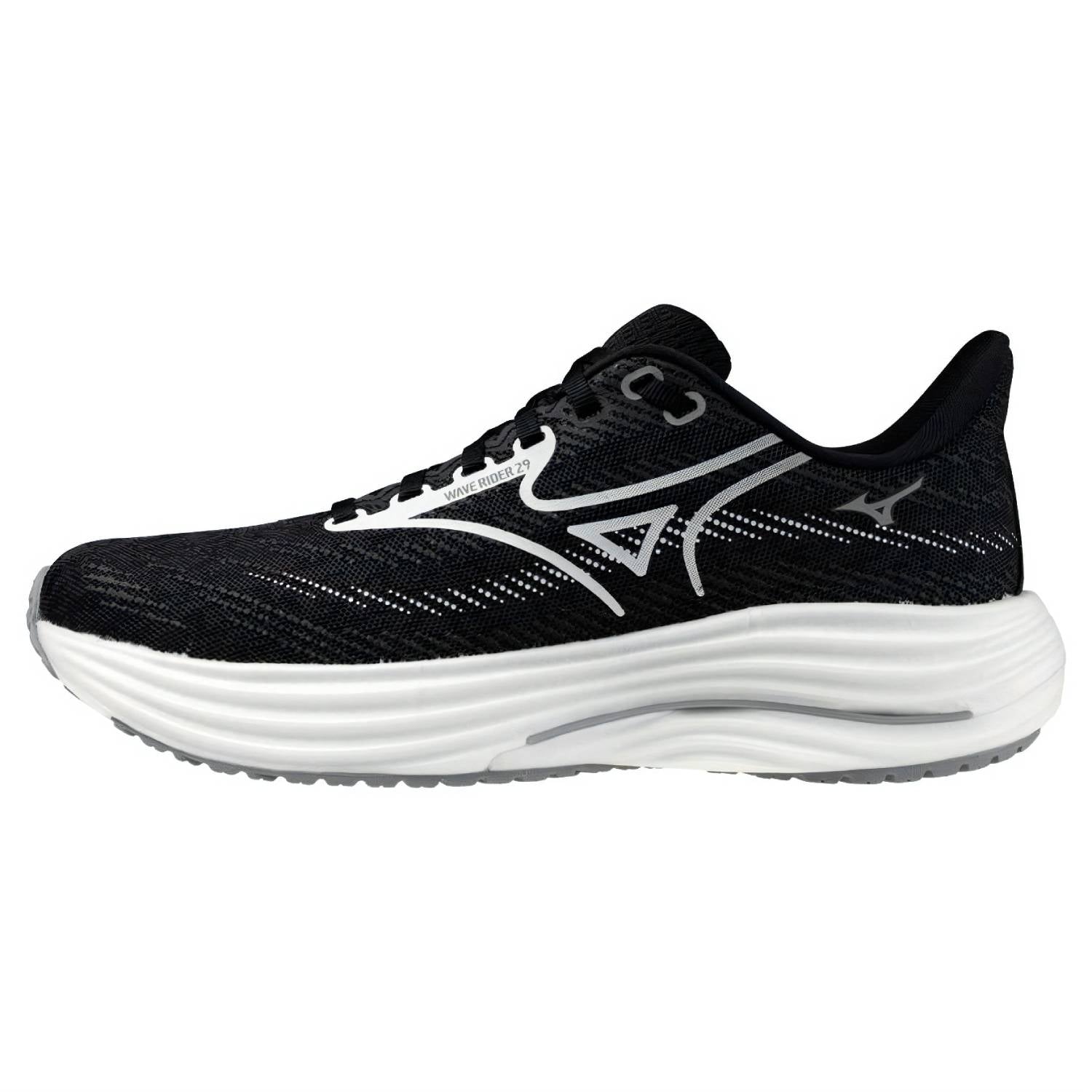 Mizuno Wave Rider 29 Women's Running Shoes, Black Sand/White/Black