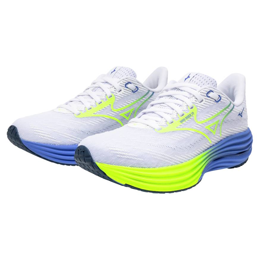 Mizuno Wave Rider 29 Women's Running Shoes, White/Lightning Yellow/Ultrama