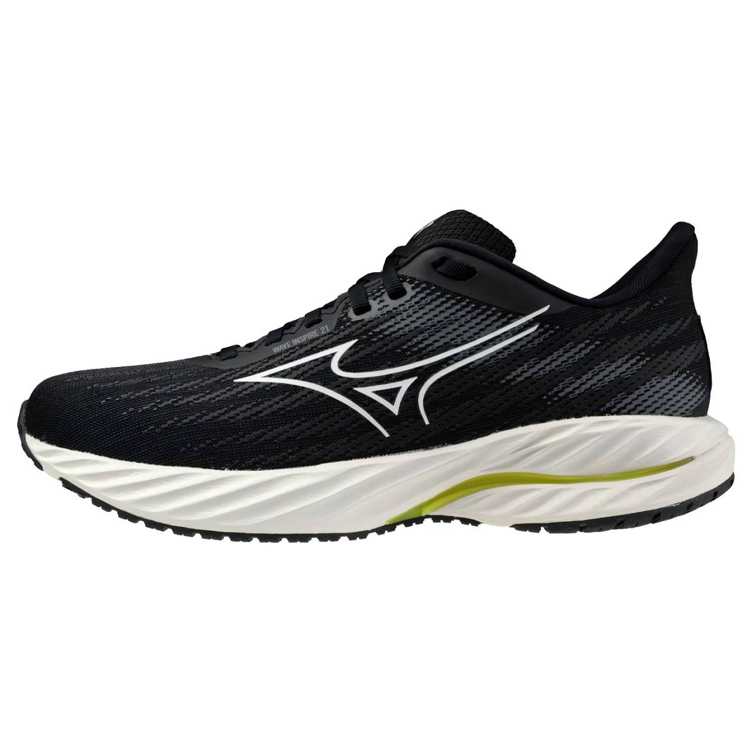 Mizuno Wave Inspire 21 Women's Running Shoes, Black/White/Vibrant Yellow