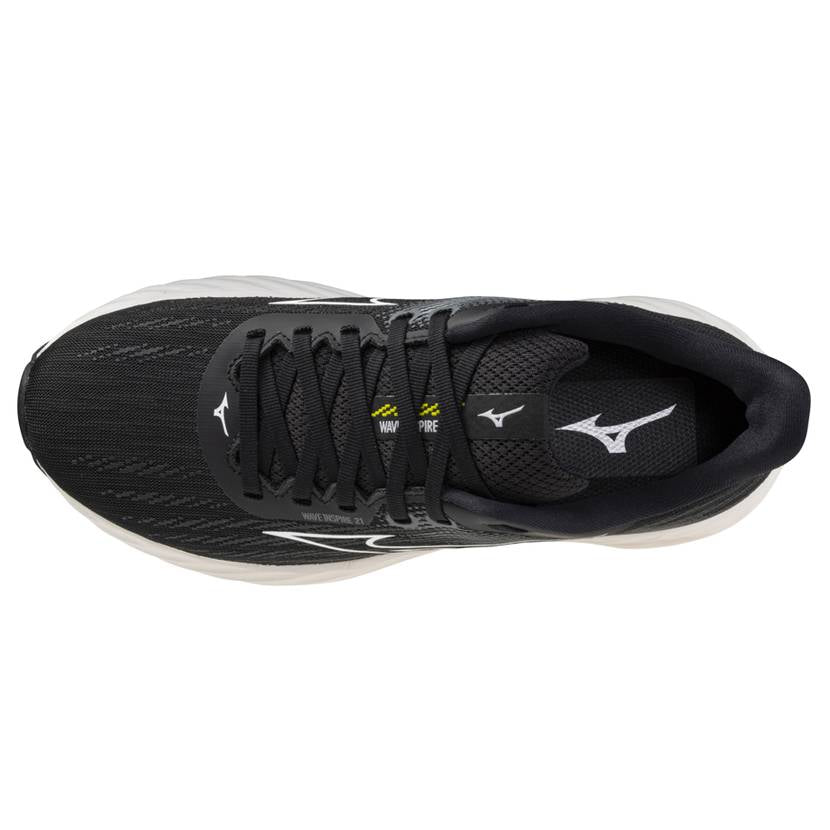 Mizuno Wave Inspire 21 Women's Running Shoes, Black/White/Vibrant Yellow