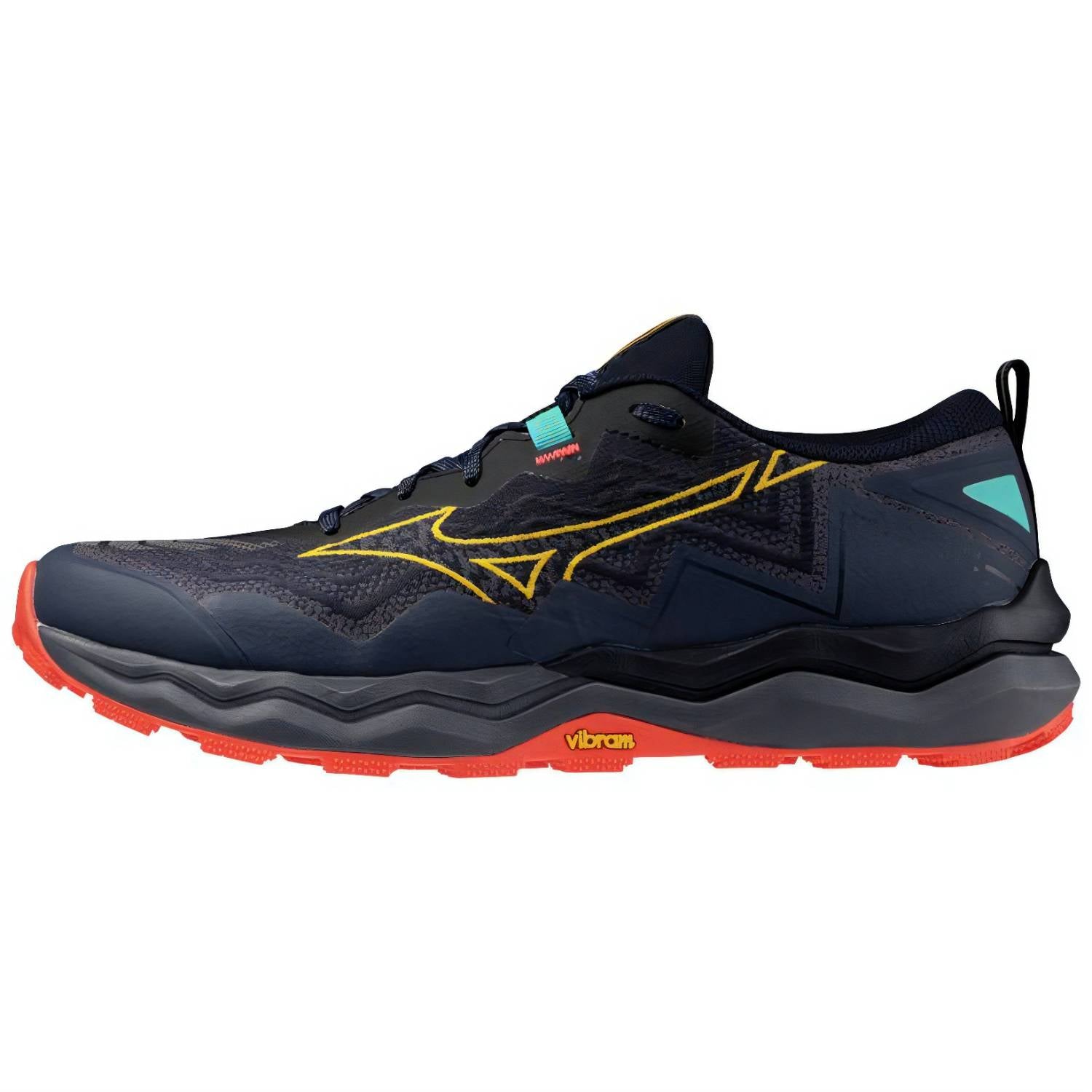 Mizuno Wave Daichi 9 Men's Trail Running Shoes, Baritone Blue/Citrus/Fiery Coral 2 Main image