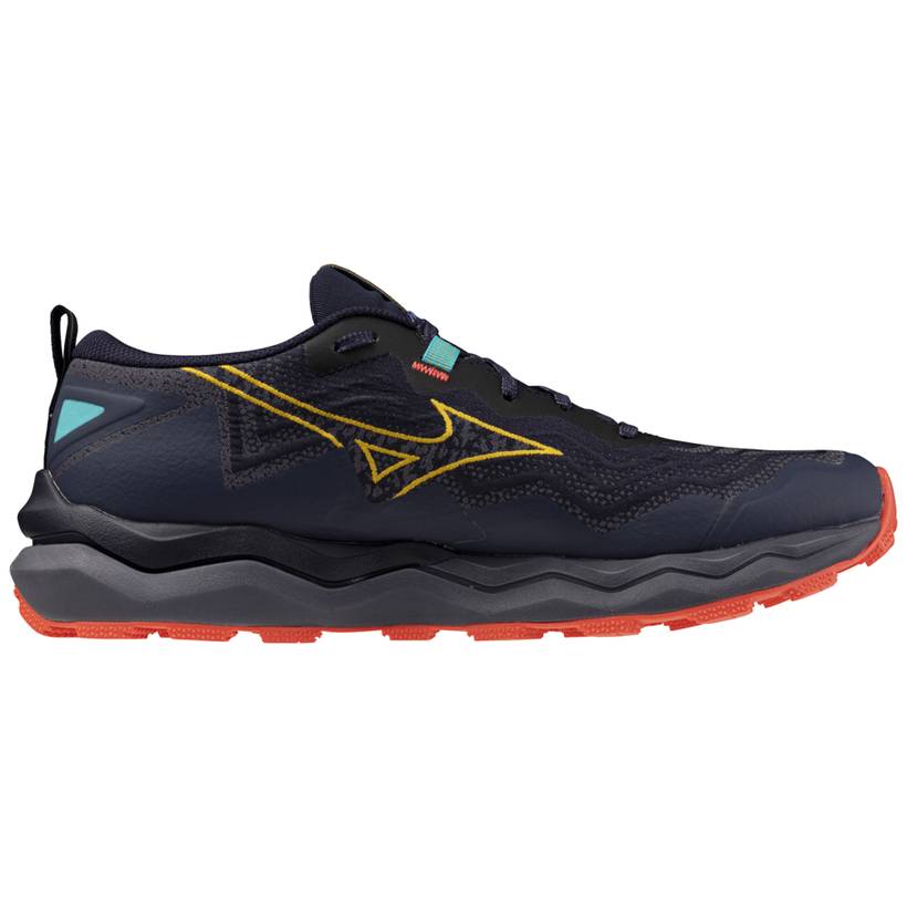 Mizuno Wave Daichi 9 Men's Trail Running Shoes, Baritone Blue/Citrus/Fiery Coral 2