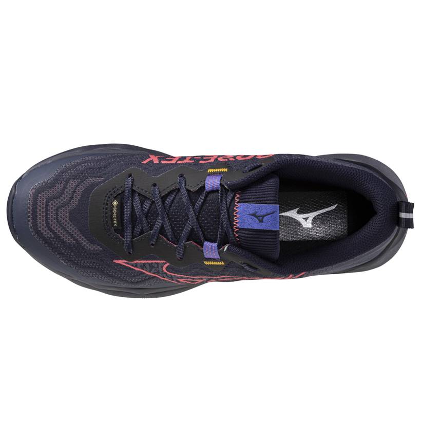 Mizuno Wave Daichi 9 GTX Women's Trail Running Shoes, Baritone Blue/Calypso Coral/Iris Bloom