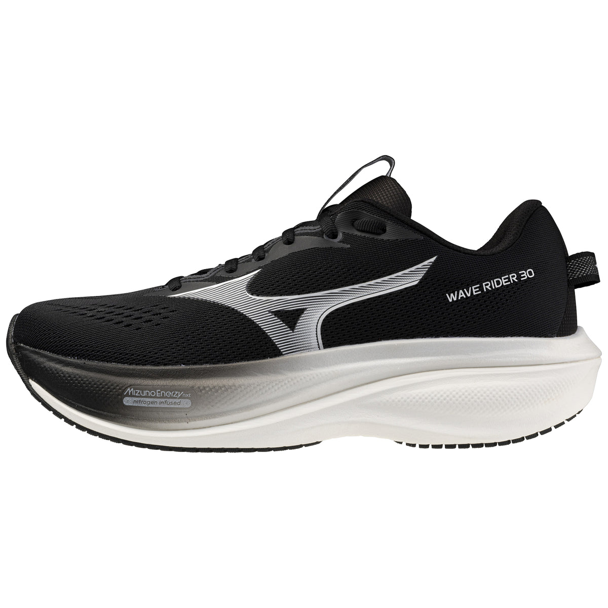 Mizuno Wave Rider 30 Men's Running Shoes, Black/White Main image