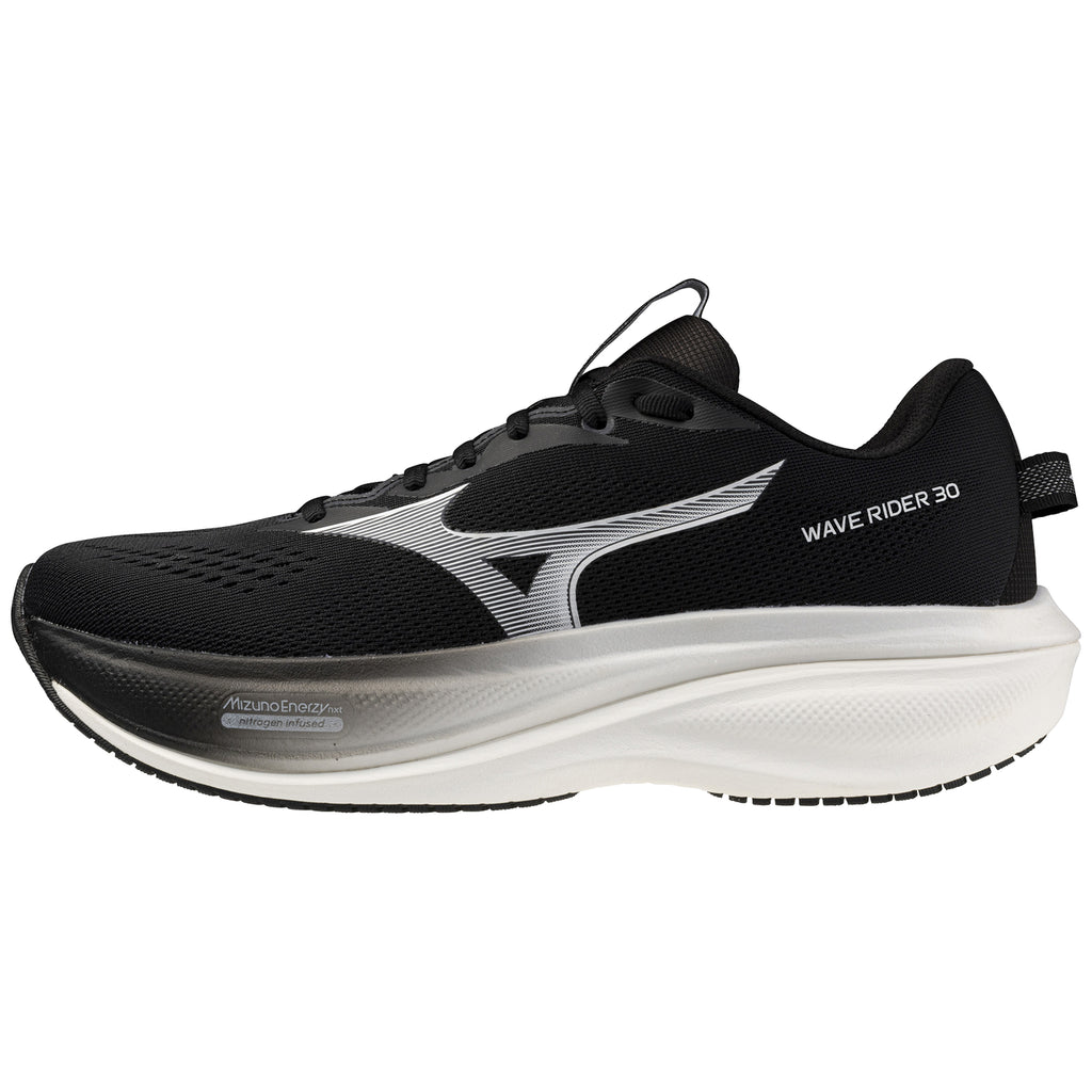 Mizuno Wave Rider 30 Men's Running Shoes, Black/White