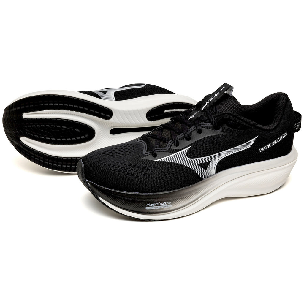Mizuno Wave Rider 30 Men's Running Shoes, Black/White