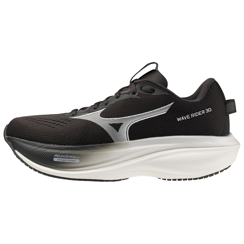 Mizuno Wave Rider 30 Women's Running Shoes, Black Sand/White