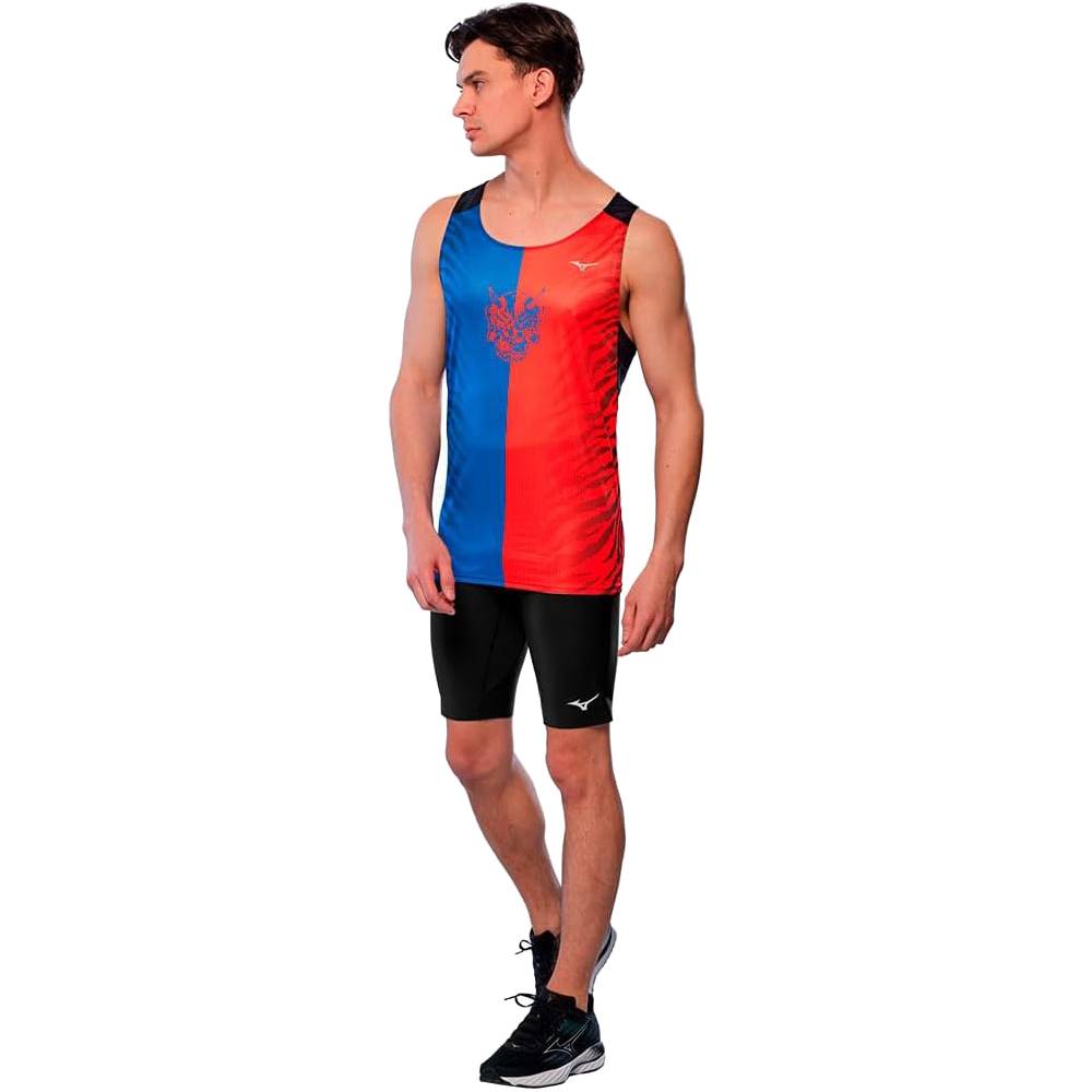 Mizuno DryAeroFlow Graphic Tank, Oni Red/Oni Blue