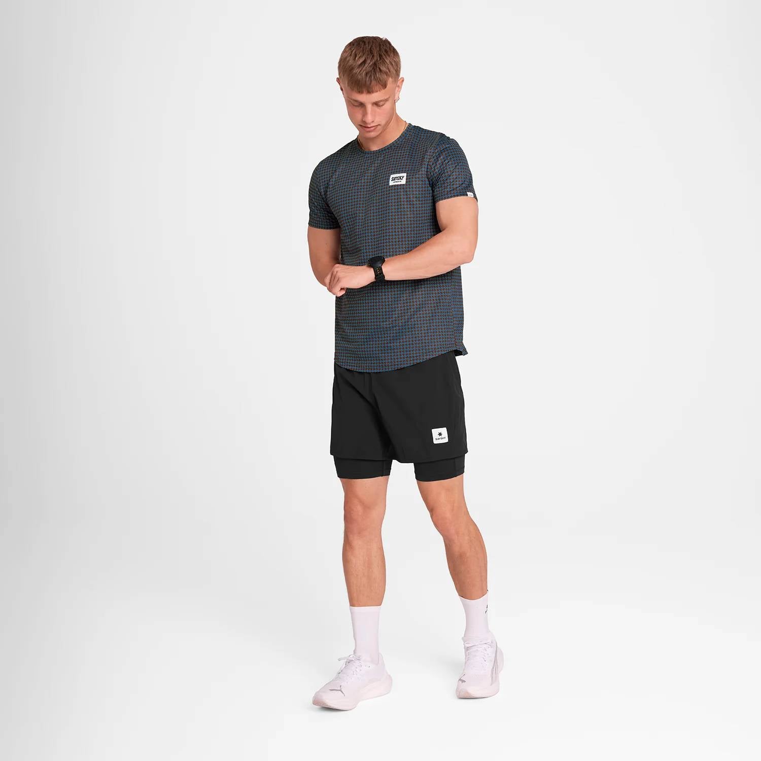 Saysky Houndstooth Combat T-Shirt, Blue AOP