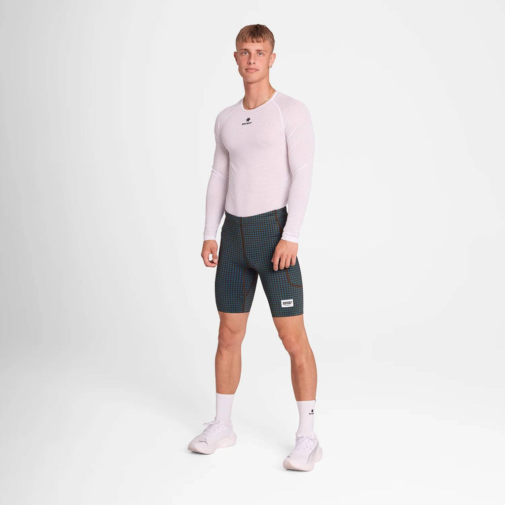 Saysky Houndstooth Combat+ Short Tights 9", Blue AOP