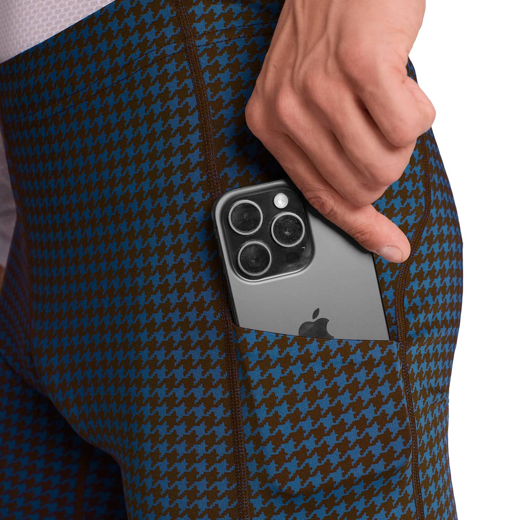 Saysky Houndstooth Combat+ Short Tights 9", Blue AOP