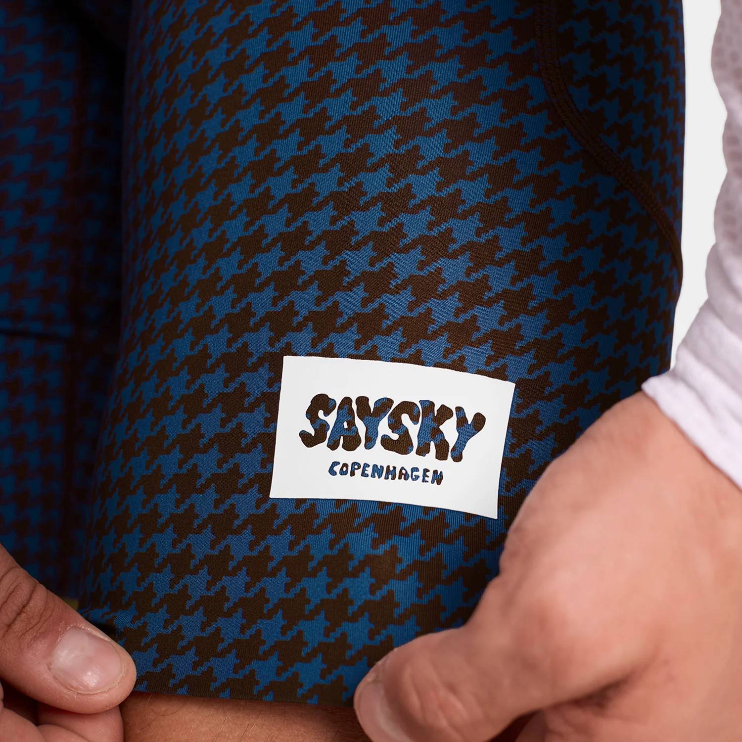 Saysky Houndstooth Combat+ Short Tights 9", Blue AOP