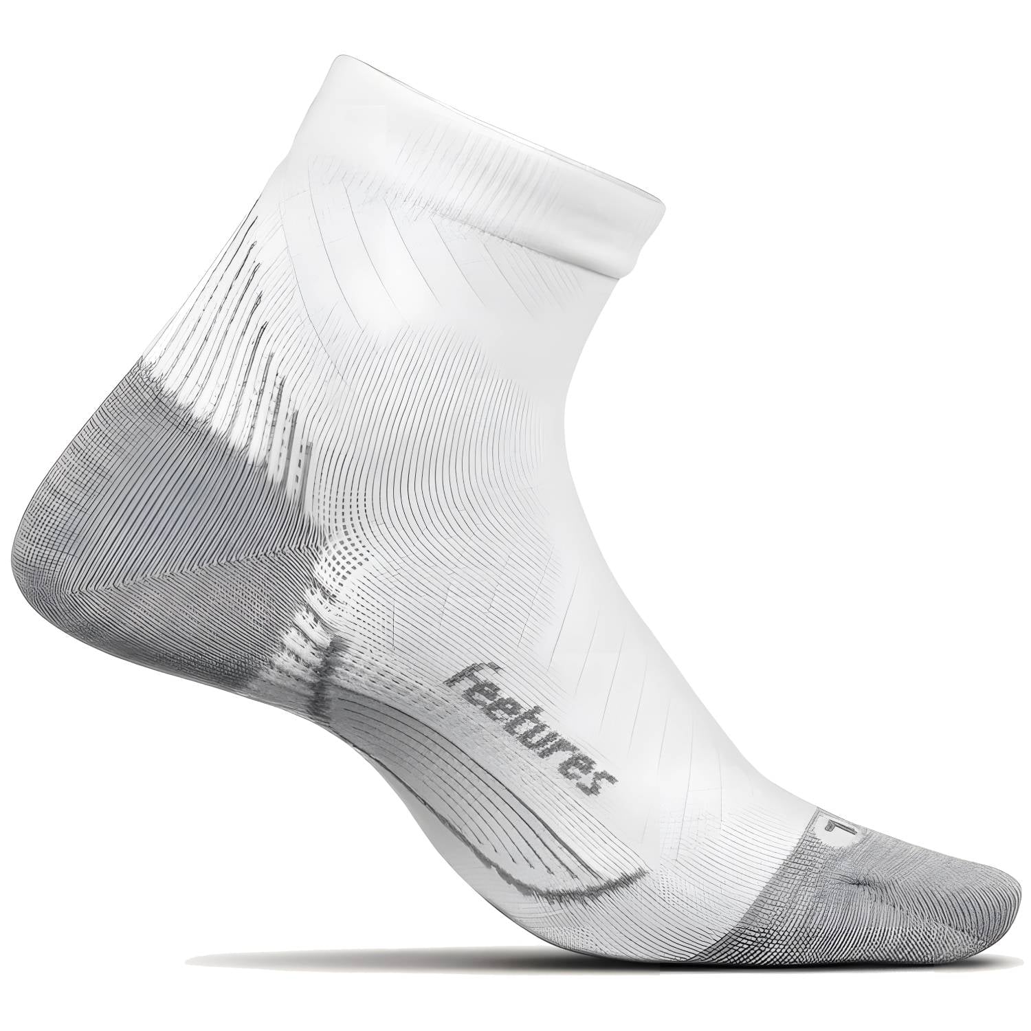 Feetures Plantar Fasciitis Relief Sock Ultra Light Quarter, White Main image