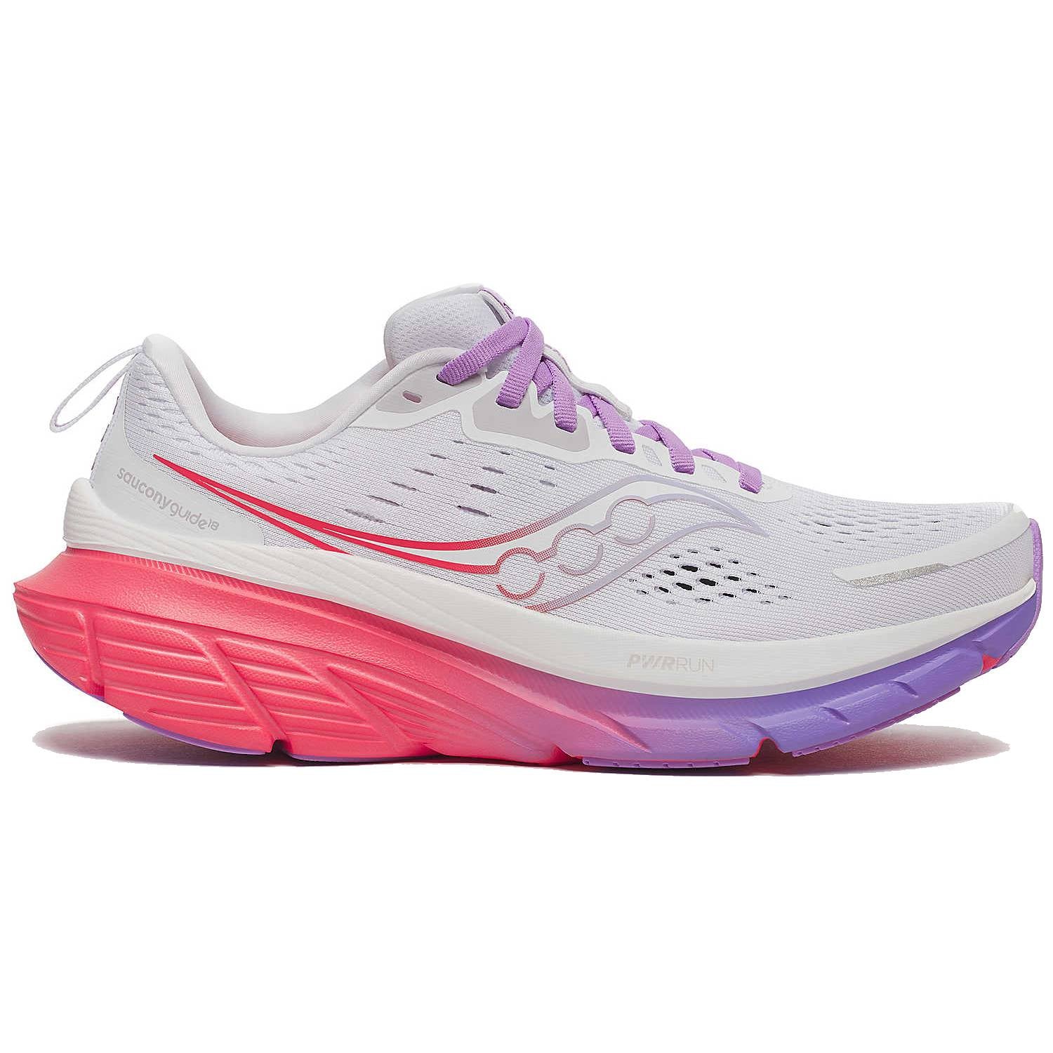 Saucony Guide 18 Women's Running Shoes, White/Crocus