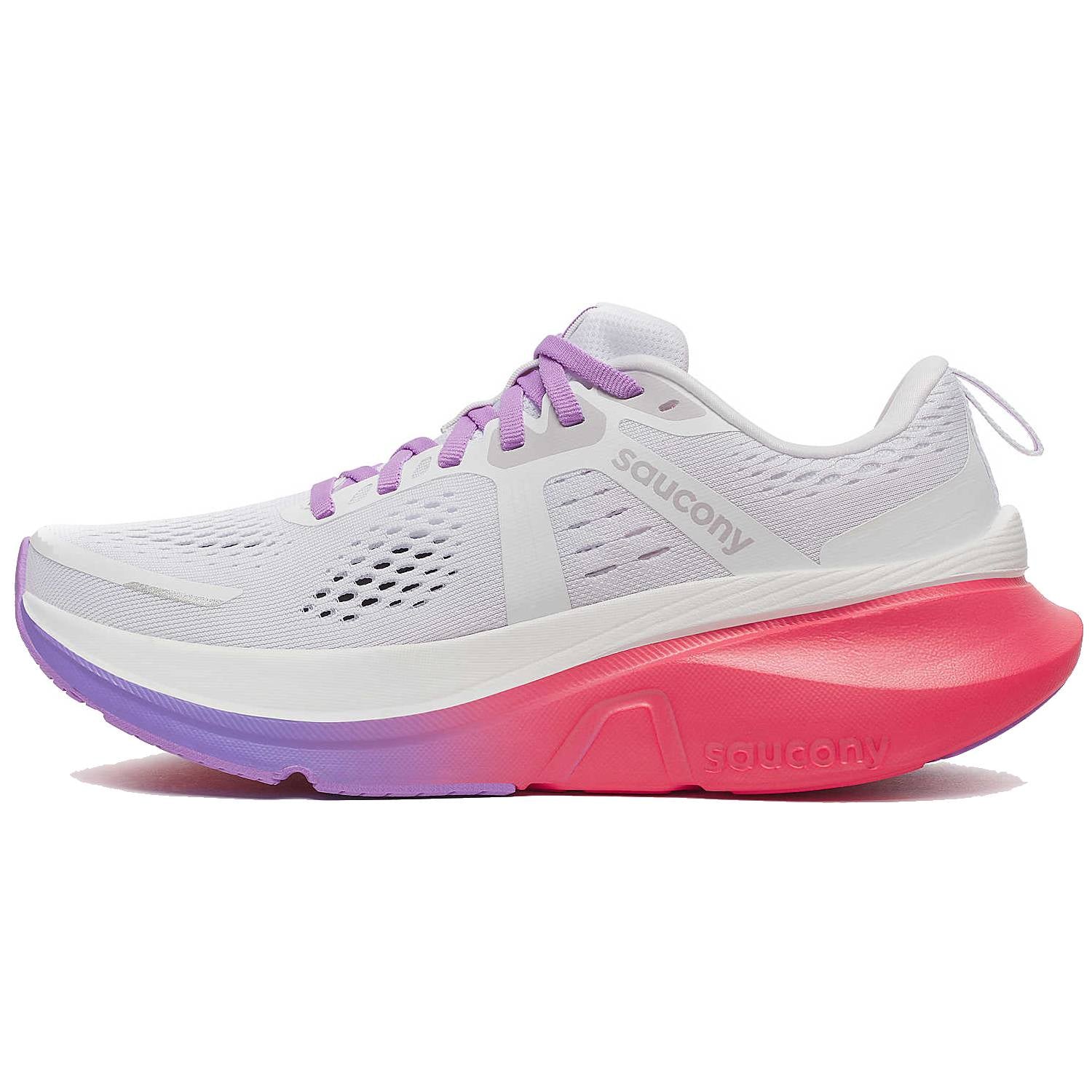 Saucony Guide 18 Women's Running Shoes, White/Crocus