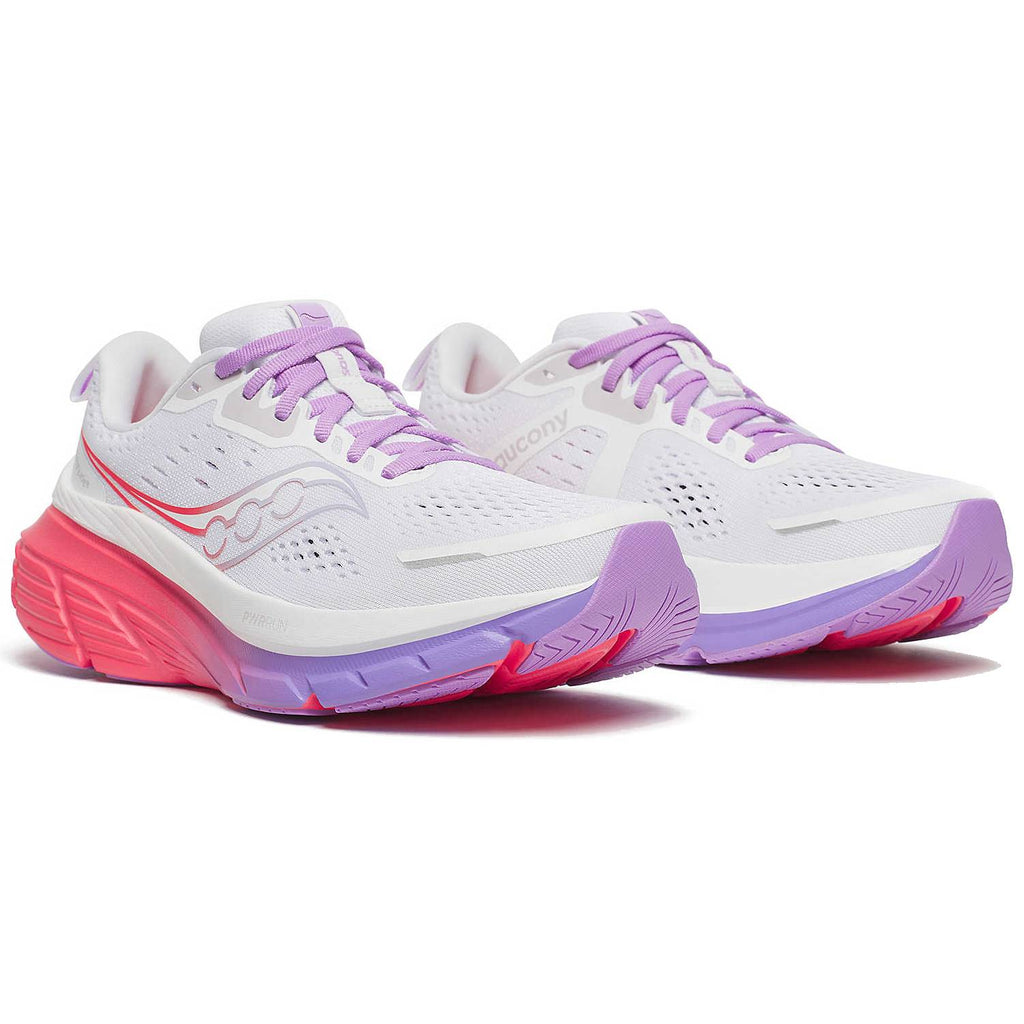 Saucony Guide 18 Women's Running Shoes, White/Crocus