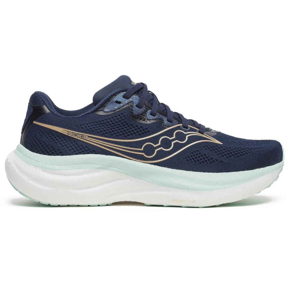 Saucony Ride 19 Women's Running Shoes, Navy/Aqua Main image