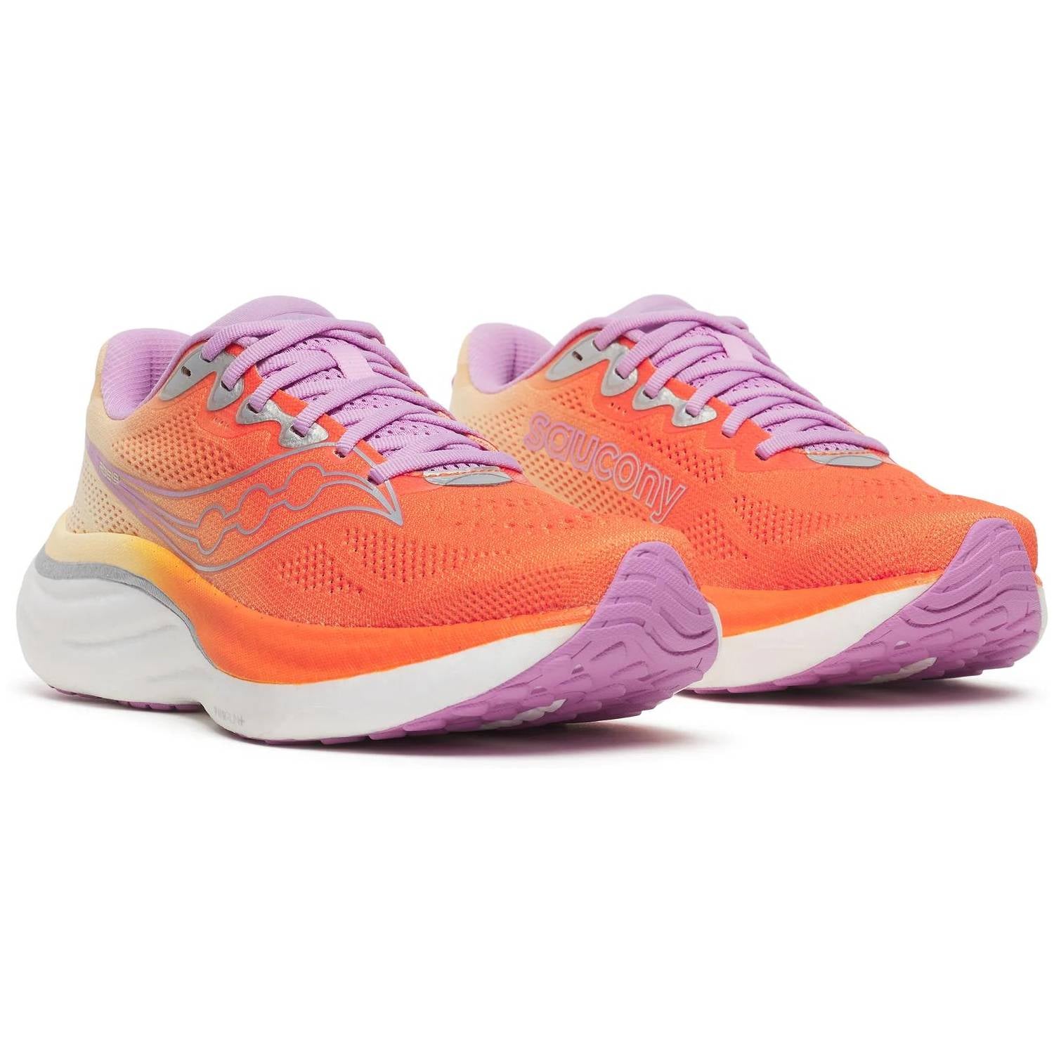 Saucony Ride 19 Women's Running Shoes, Fire/Orchid