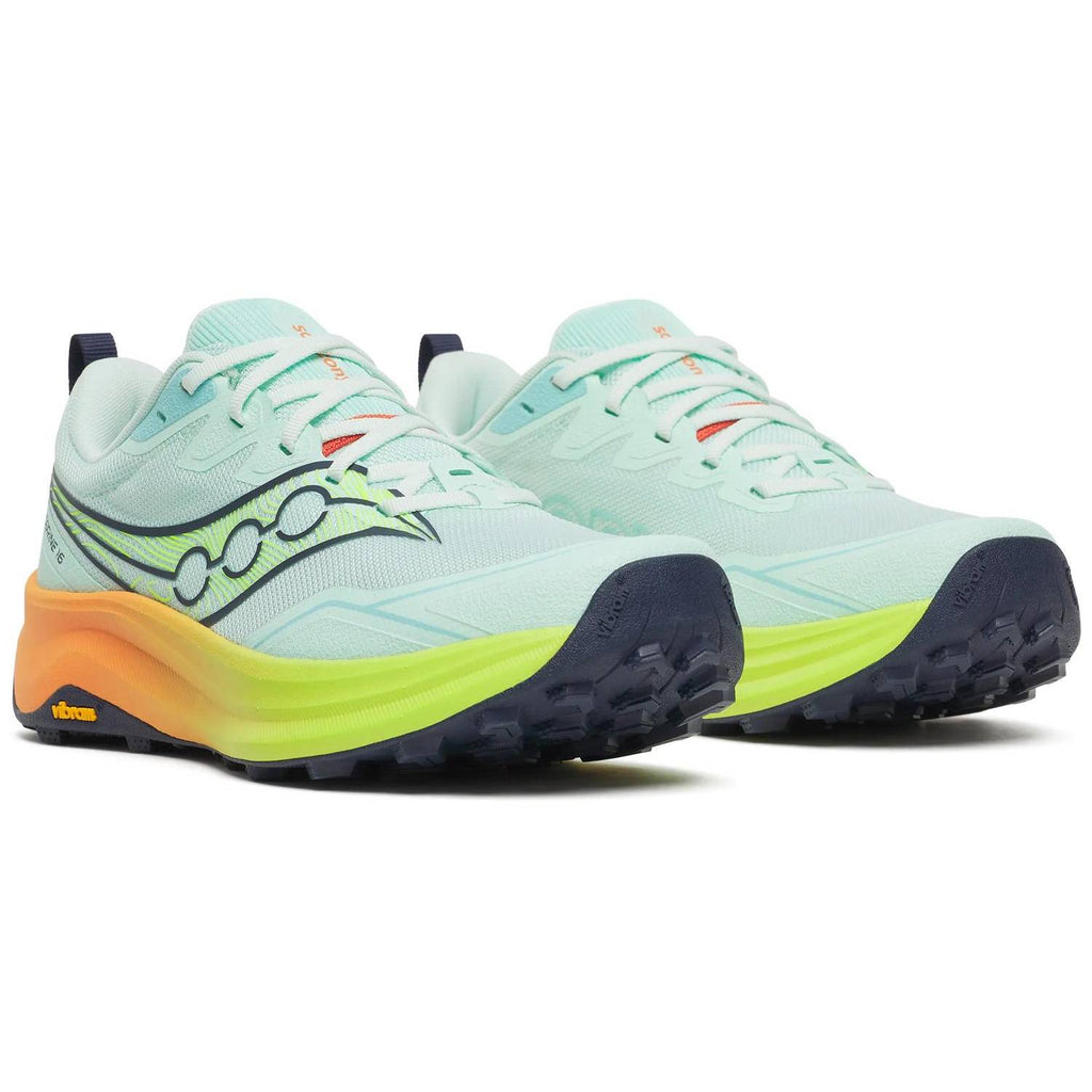 Saucony Peregrine 16 Women's Trail Running Shoes, Aqua/Citron