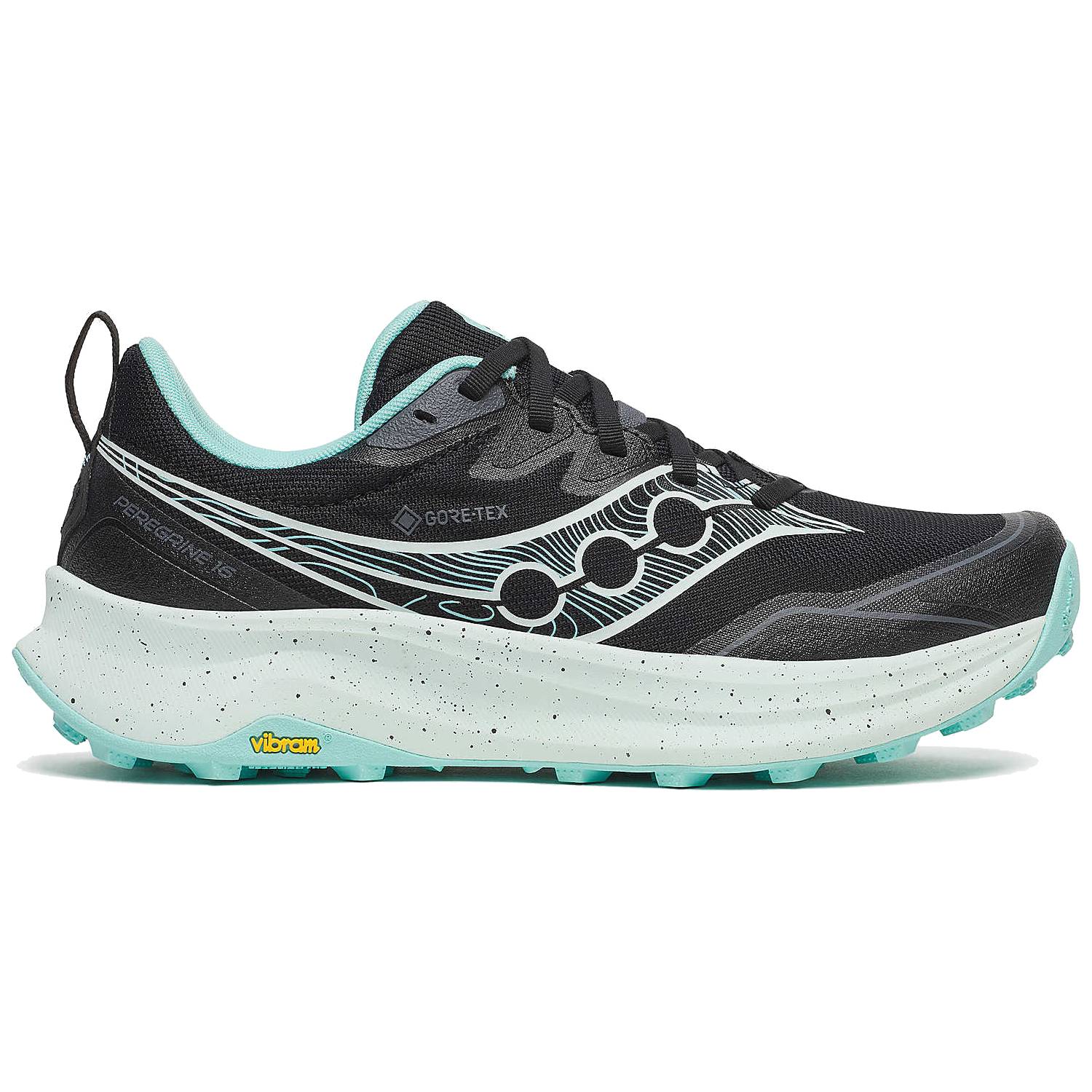 Saucony Peregrine 16 GTX Women's Trail Running Shoes, Black/Aqua Main image