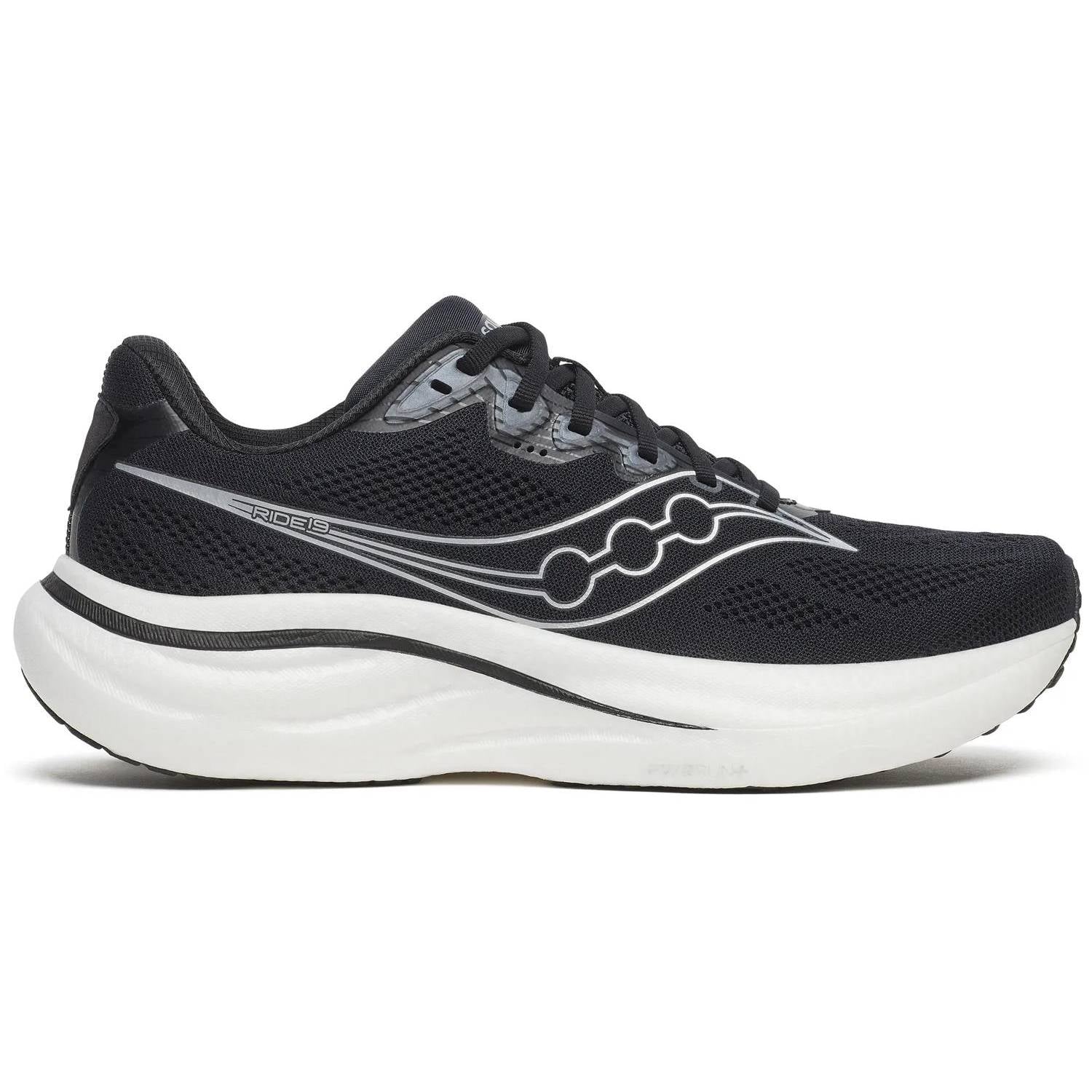 Saucony Ride 19 Men's Running Shoes, Black/Silver Main image