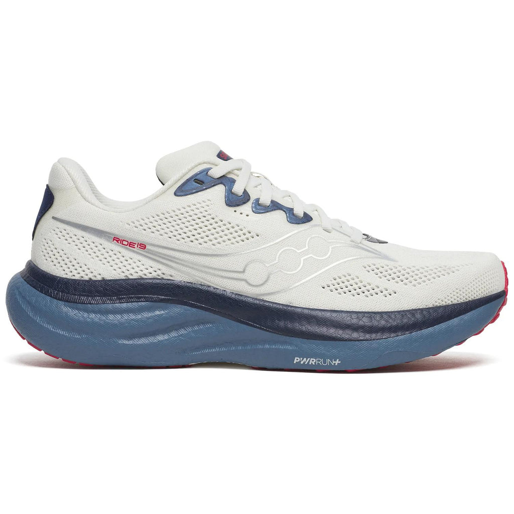 Saucony Ride 19 Men's Running Shoes, Ivory/Storm