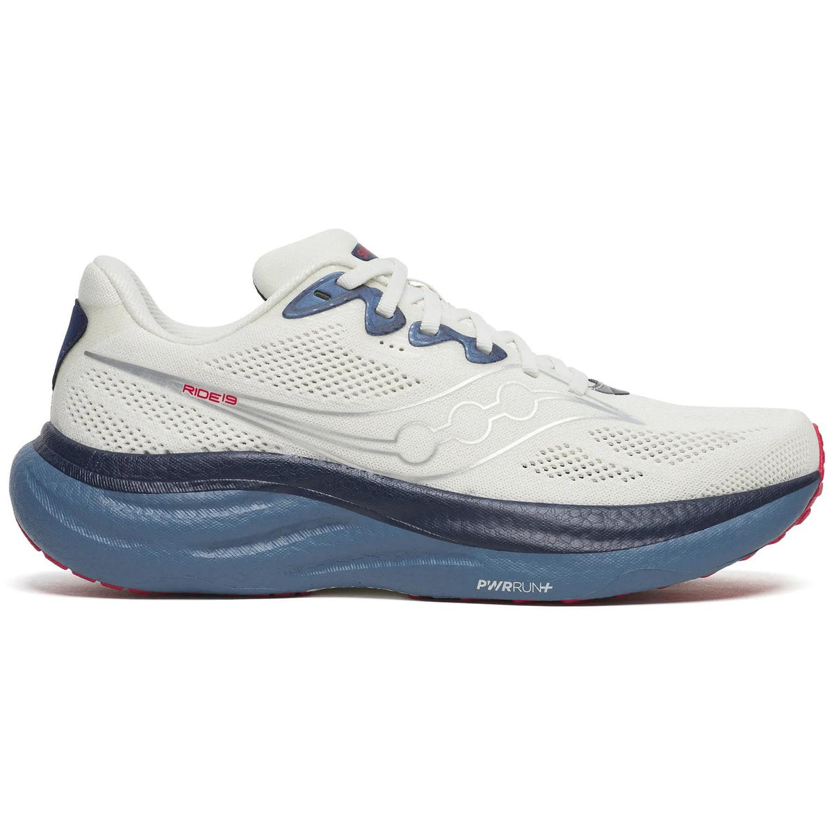 Saucony Ride 19 Men's Running Shoes, Ivory/Storm Main image